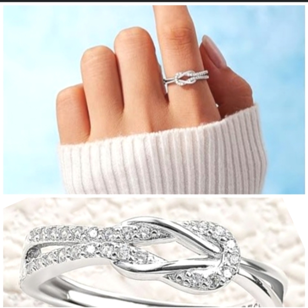 New Silver Love Knot Ring Friendship Promise Mother Daughter Relationship S925